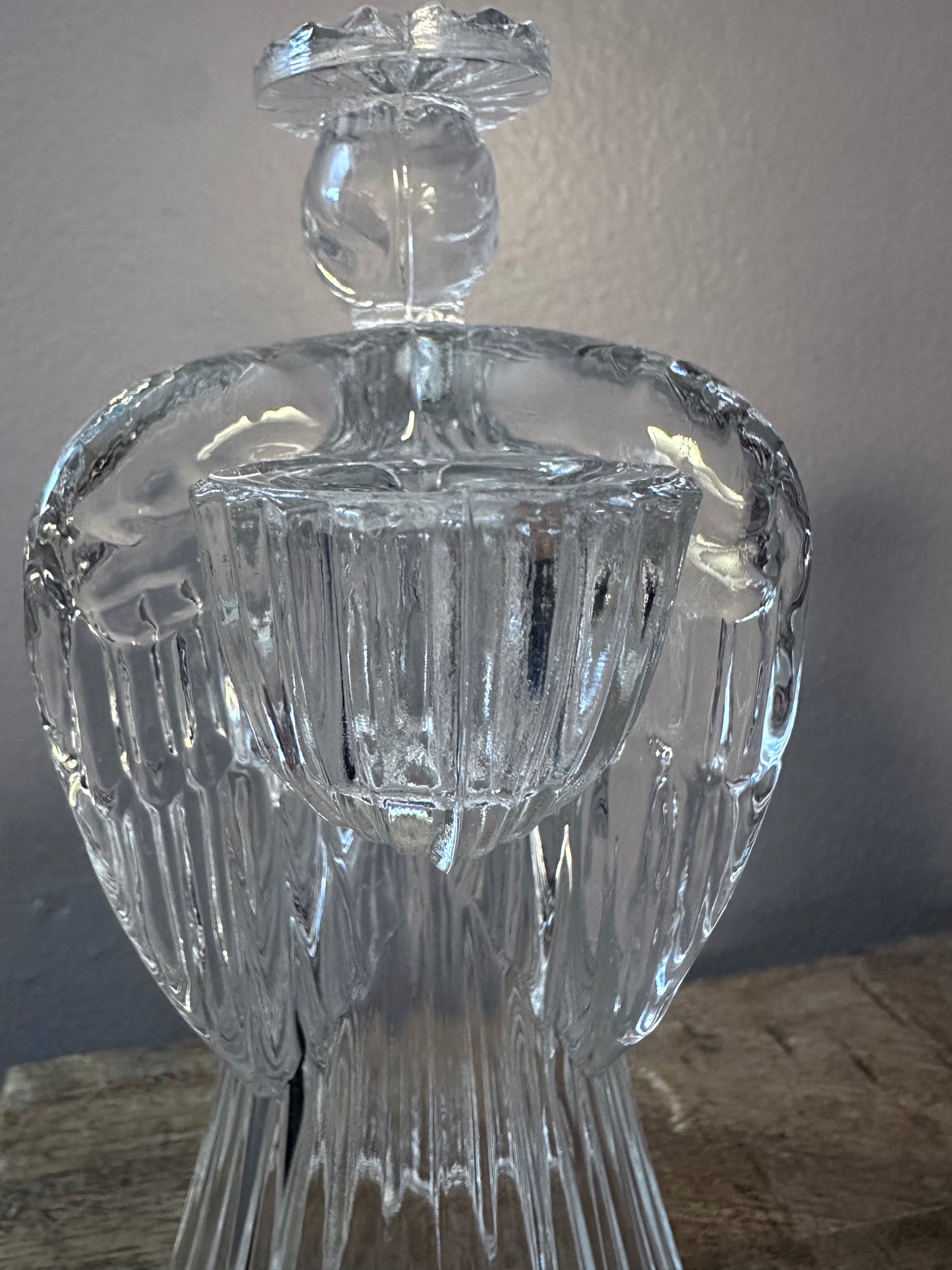 Vintage Avon 24% Lead Crystal Glass Praying Angels Candle Holders Set of 2