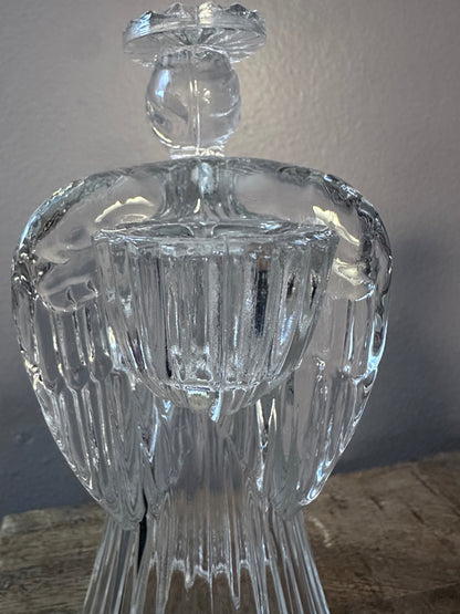 Vintage Avon 24% Lead Crystal Glass Praying Angels Candle Holders Set of 2