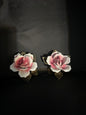 Vtg Pair of Capodimonte Porcelain Roses (set of 2)