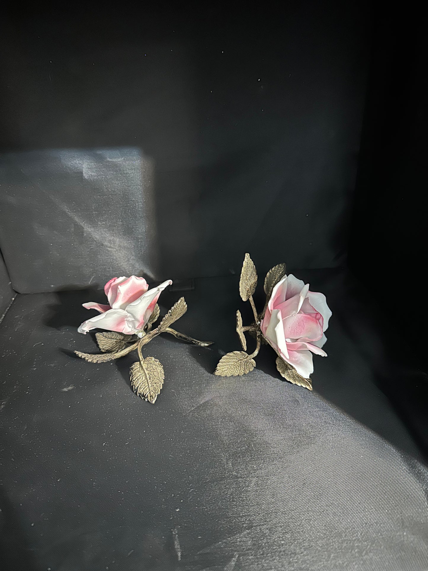 Vtg Pair of Capodimonte Porcelain Roses (set of 2)