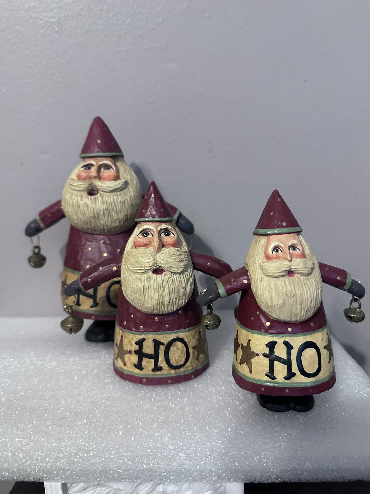 Rodney W. Leesberg 1998 Hand Painted Signed Santa Figurines Set of 3