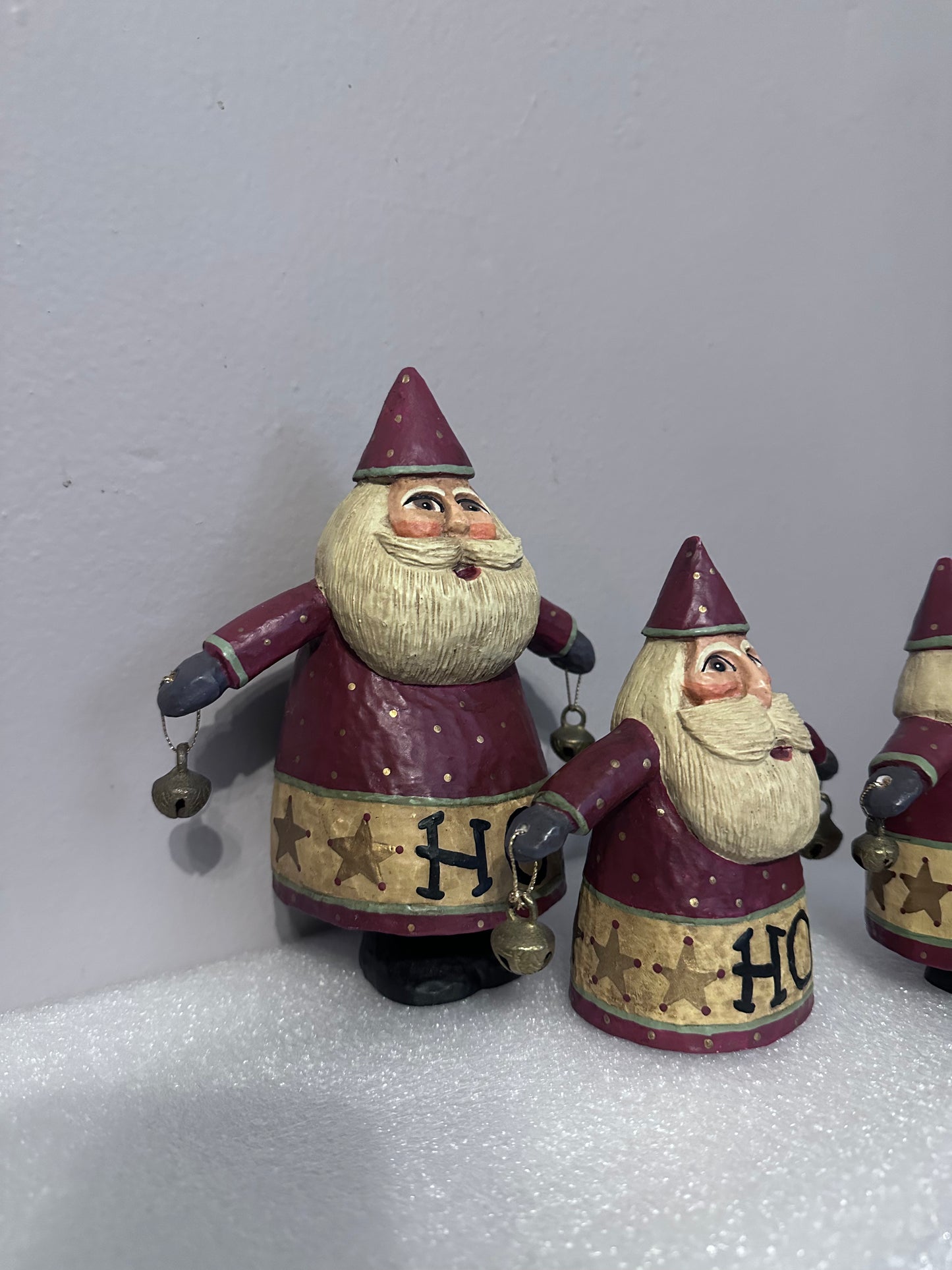 Rodney W. Leesberg 1998 Hand Painted Signed Santa Figurines Set of 3