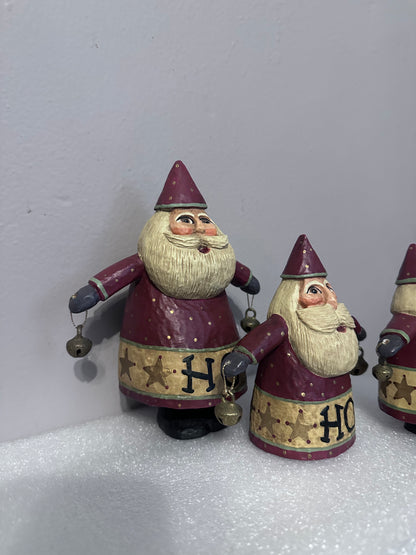 Rodney W. Leesberg 1998 Hand Painted Signed Santa Figurines Set of 3