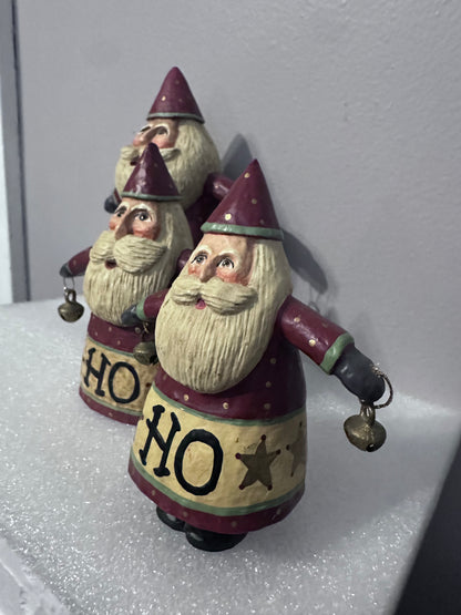 Rodney W. Leesberg 1998 Hand Painted Signed Santa Figurines Set of 3