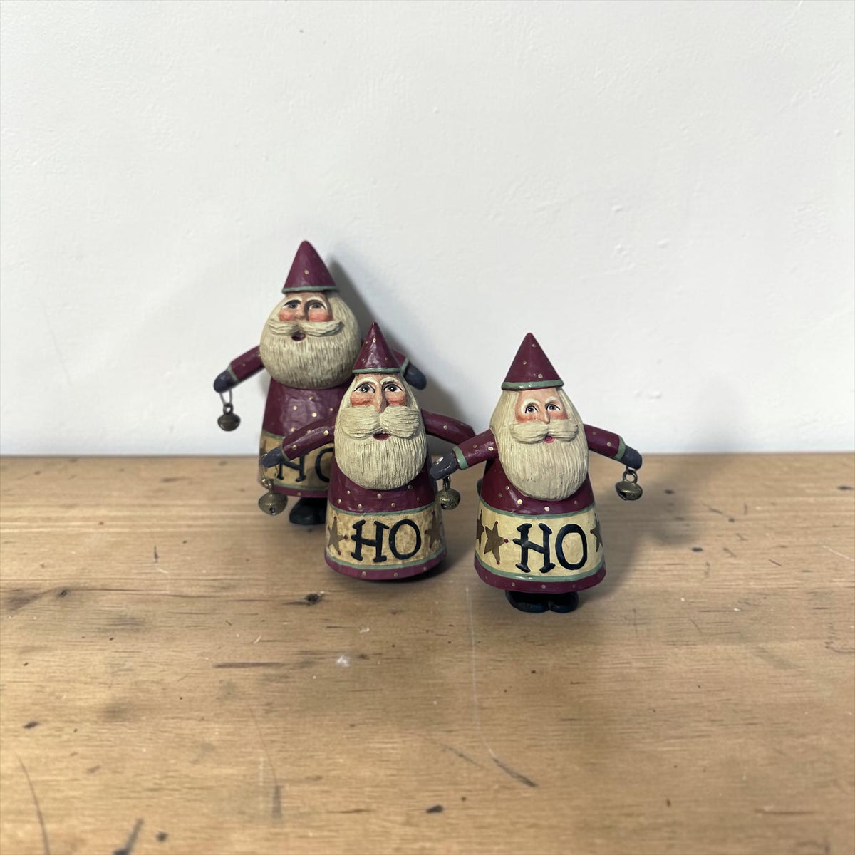 Rodney W. Leesberg 1998 Hand Painted Signed Santa Figurines Set of 3