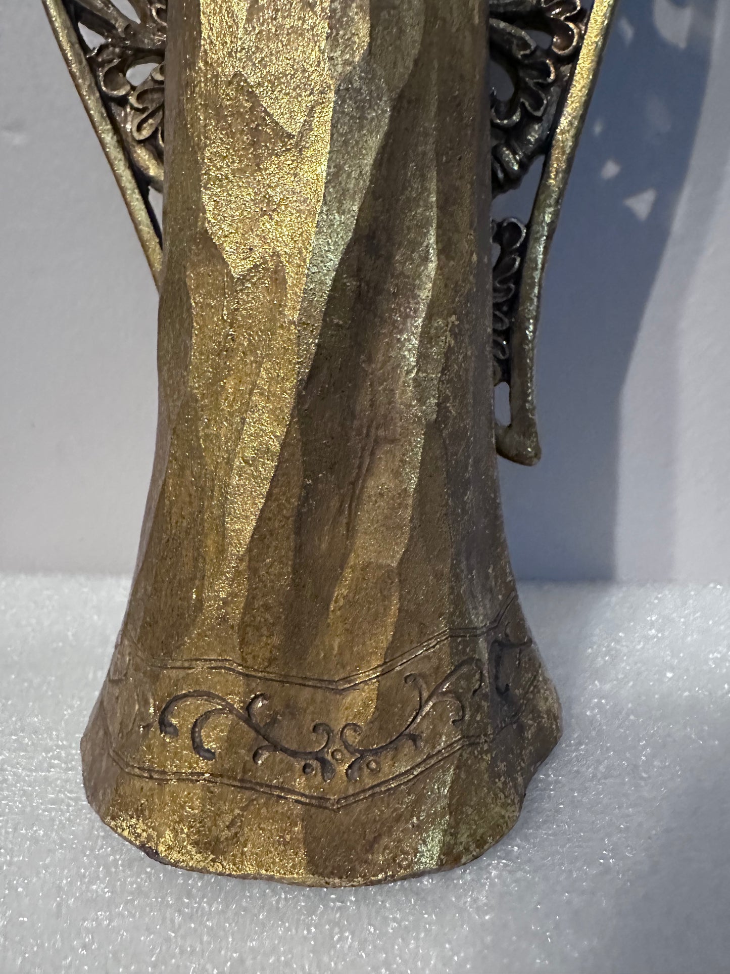 Vintage Gold Winged Angels Christmas Holiday Decor Figurine Statue