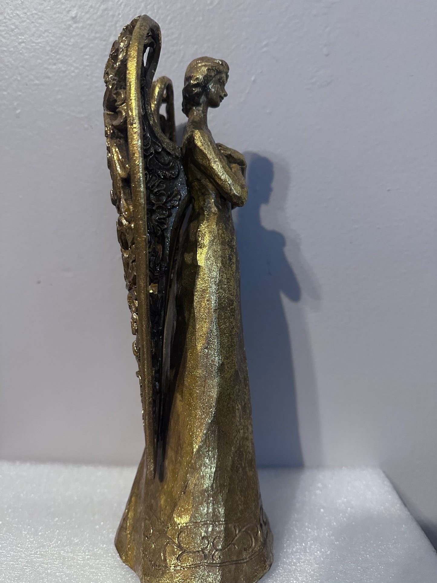 Vintage Gold Winged Angels Christmas Holiday Decor Figurine Statue