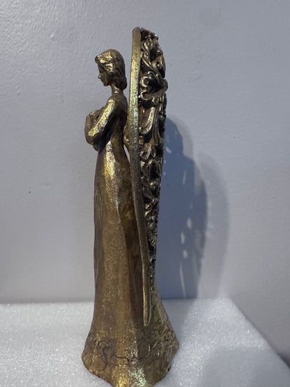 Vintage Gold Winged Angels Christmas Holiday Decor Figurine Statue