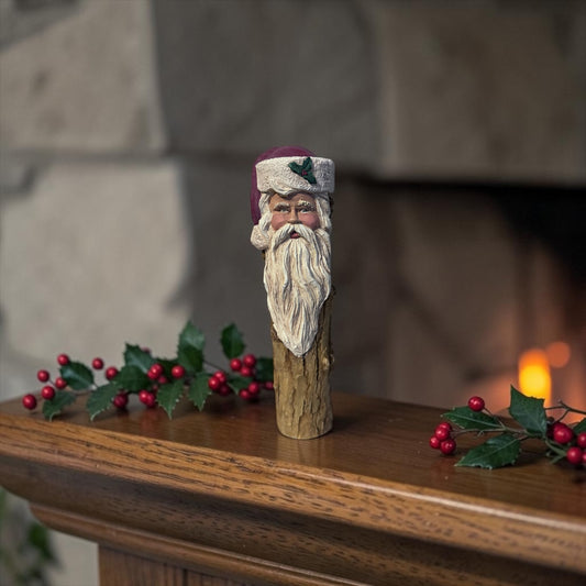 Vintage 1992 TNT Woodland Santa on Natural Log