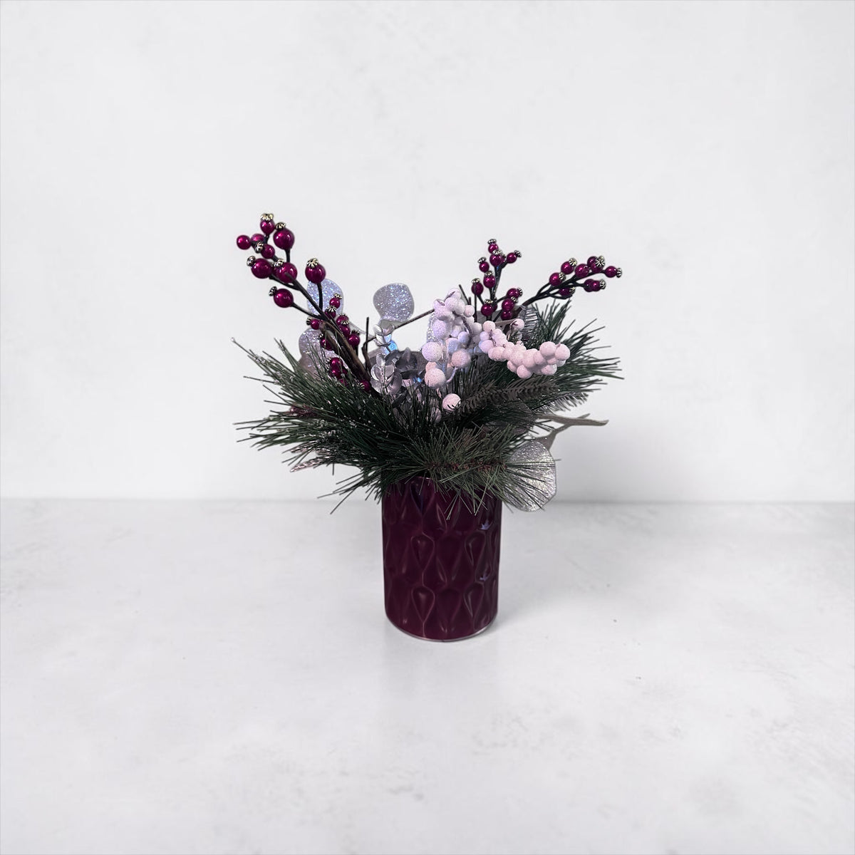 Floral - Silver & Maroon