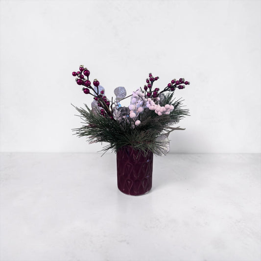 Floral - Silver & Maroon