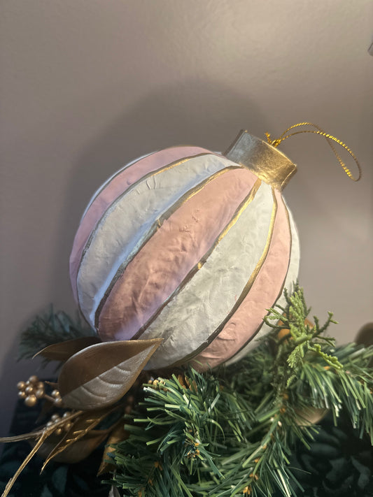 Pink White & Gold Paper Mache