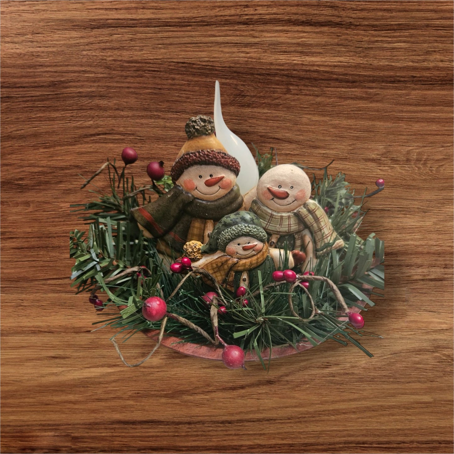 3 snowmen in a saucer