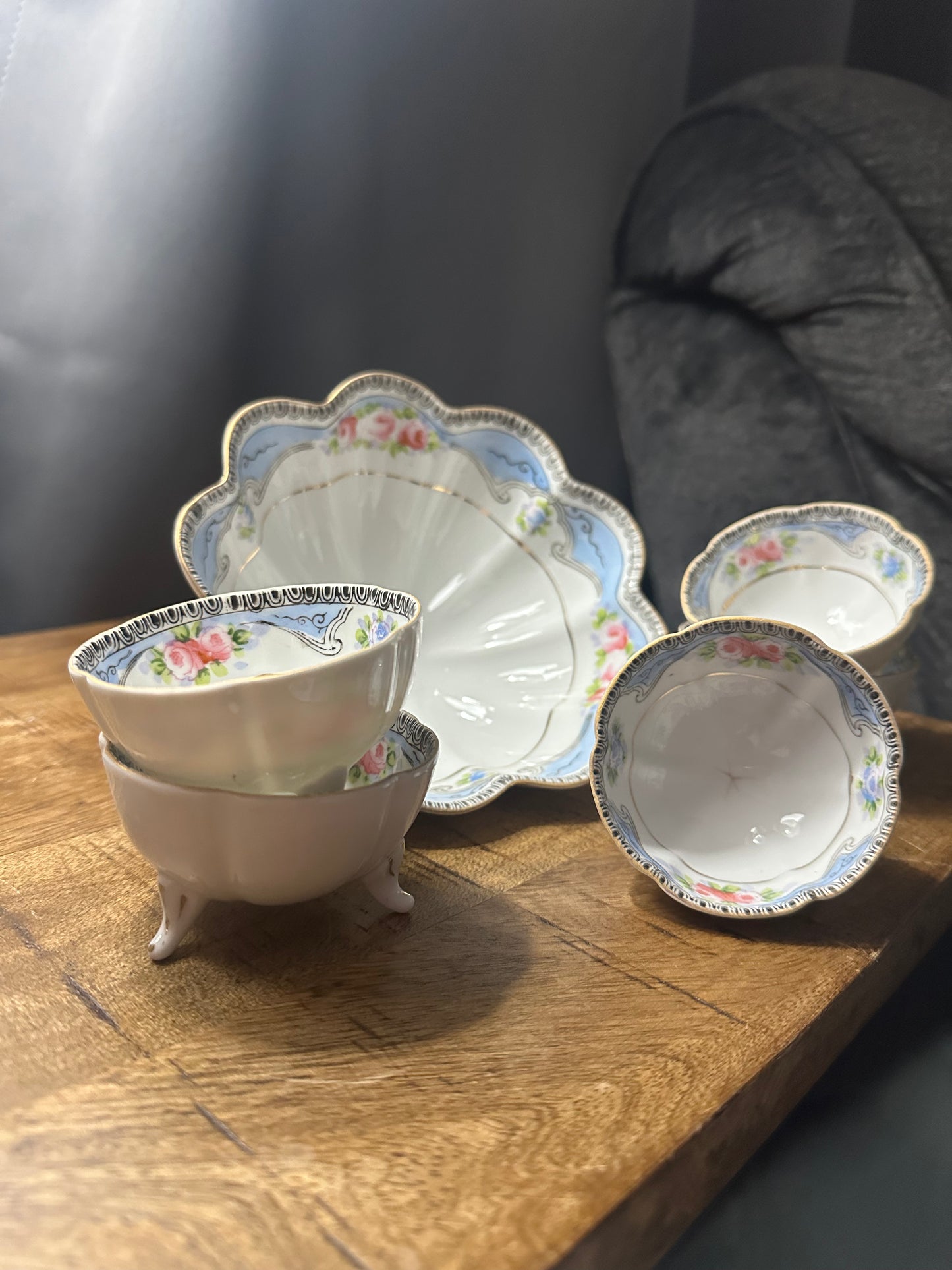Antique Nippon 6 pc Nut Bowl Set