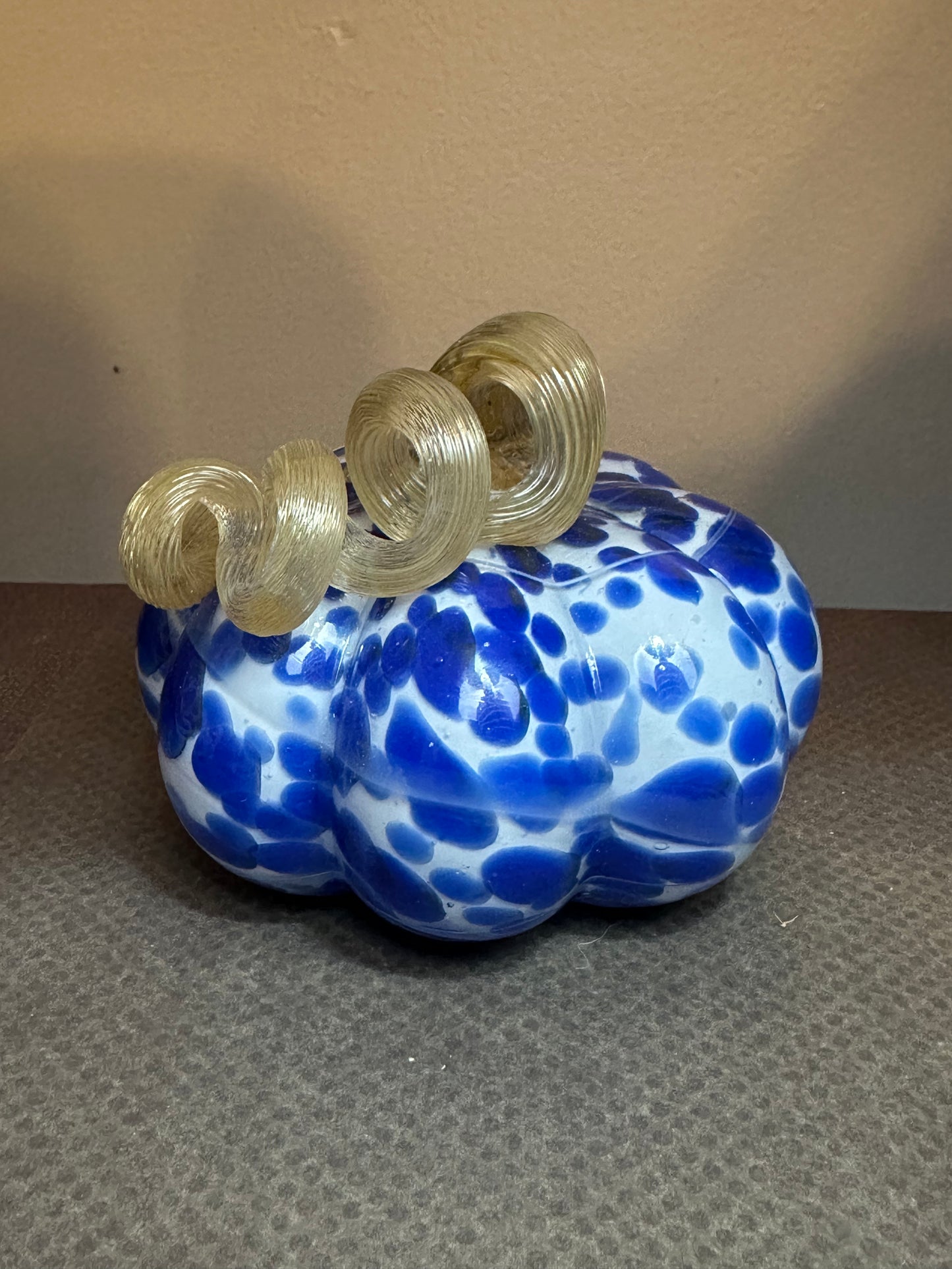 Artisan Glass Blue dotted Glass Pumpkin