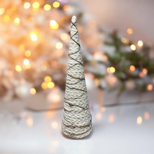 Rope wrapped holiday tree decor