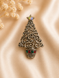 Vintage Christmas Tree Brooch Pendant | Convertible Holiday Pin Necklace | Silver Tone Rhinestone Tree