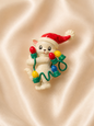 Vintage Christmas Kitten with Holiday Lights Brooch – Whimsical Santa Cat Figural Pin