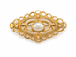 Vintage Gold Tone Faux Pearl Filigree Brooch – Victorian Style Openwork Pin