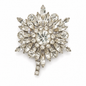 Vintage Clear Rhinestone Starburst Brooch – Mid-Century Crystal Floral Pin