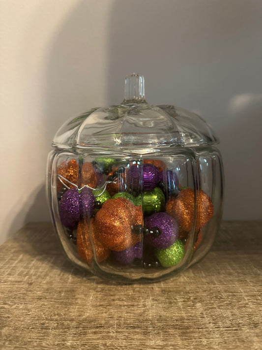 Glass Pumpkin incl glitter bowl fill