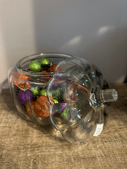 Glass Pumpkin incl glitter bowl fill