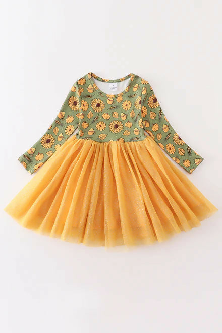 Girls Sunflower Tull Dress