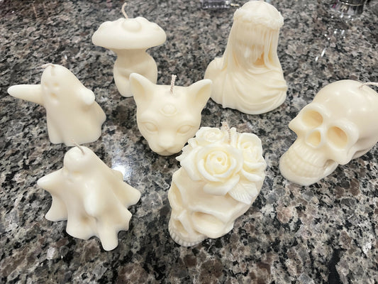 Skull & Veiled Lady Candles