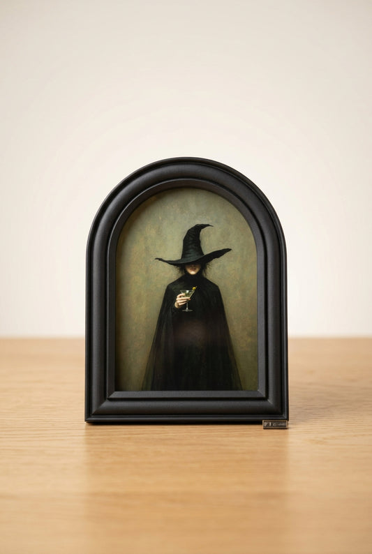 Martini witch in Black Arched 5x7” Frame