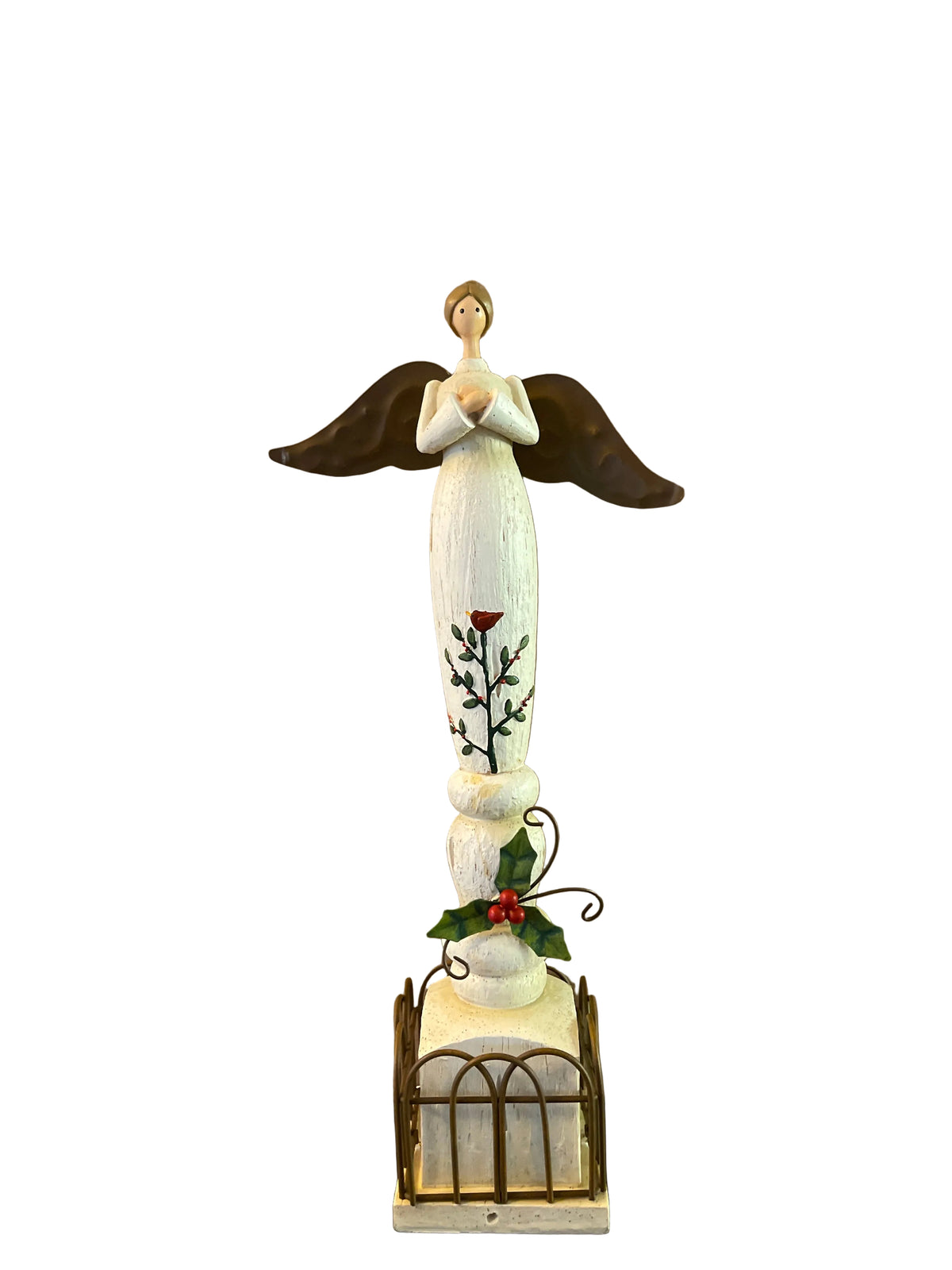 Pacific Rim Folk Art Christmas Angel Figurine – Rustic Holiday Decor