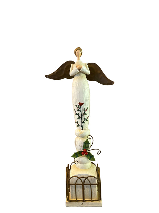 Pacific Rim Folk Art Christmas Angel Figurine – Rustic Holiday Decor