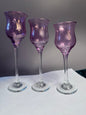 Three PartyLite purple glass candle holders